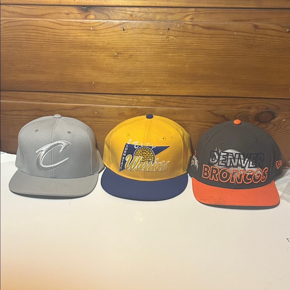 Caps Trio in Gray, Yellow, and Orange